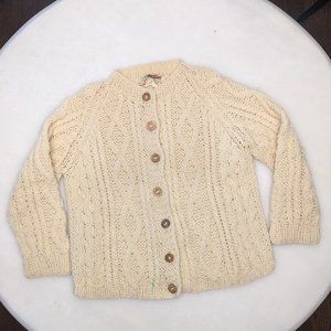 Vintage hand knit in Italy ivory cable knit cardigan